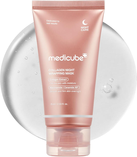 Medicube Collagen Overnight Wrapping Peel Off Facial Mask Pack - Elasticity & Hydration Care, Reduces Sagging & Dullness - Hydrolyzed Collagen For Glowing Skin - Korean Skin Care, 2.53 fl.oz